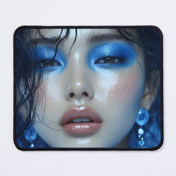 Item preview, Vibrant blue-themed artistic portrait, ethereal allure designed and sold by Artessie.
