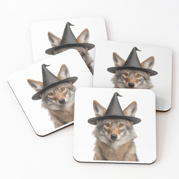 Item preview, Coyote Wearing Halloween Witch Hat designed and sold by LazyOwlStore.