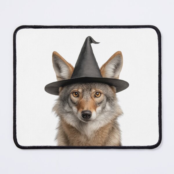 Item preview, Coyote Wearing Halloween Witch Hat designed and sold by LazyOwlStore.