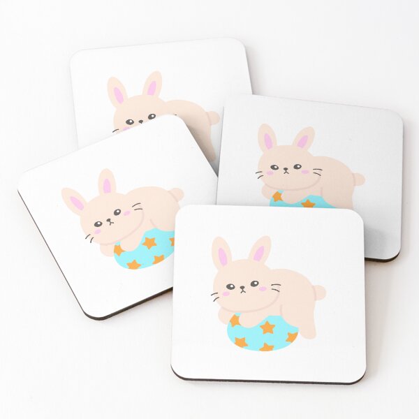 Item preview, Lazy Bunny Lounging on Star Easter Egg – Cute Kawaii Sticker designed and sold by BubiStudio.