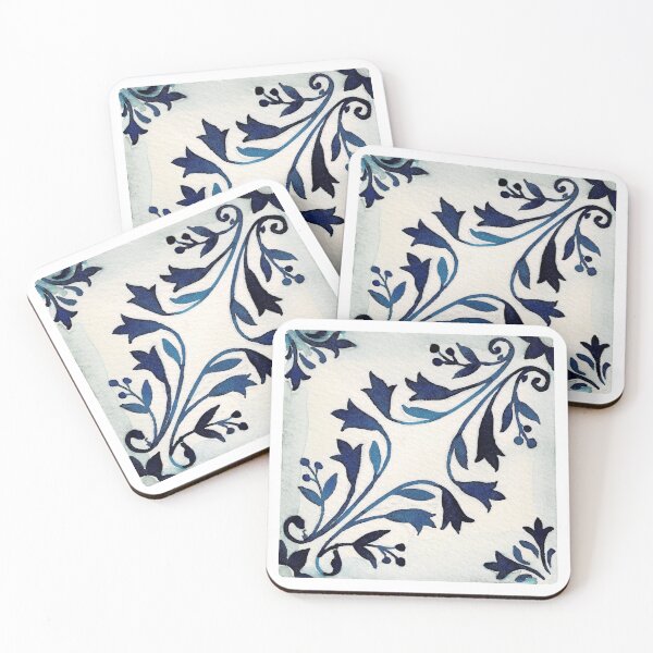 Item preview, Corner Bloom in Indigo Breeze designed and sold by Hadamundo.
