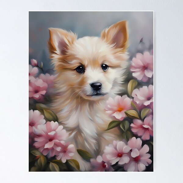 Item preview, Cute Puppy with Flowers designed and sold by BookCovered.