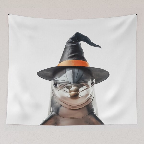 Item preview, Dolphin Wearing Halloween Witch Hat designed and sold by LazyOwlStore.