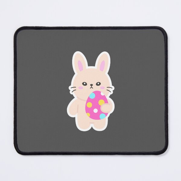 Item preview, Standing Bunny Holding Pink Polka Dot Easter Egg – Adorable Kawaii Spring Sticker designed and sold by BubiStudio.