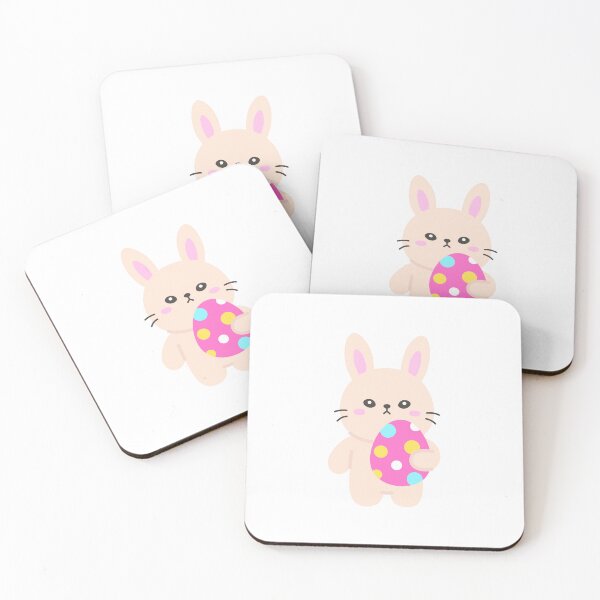 Item preview, Standing Bunny Holding Pink Polka Dot Easter Egg – Adorable Kawaii Spring Sticker designed and sold by BubiStudio.
