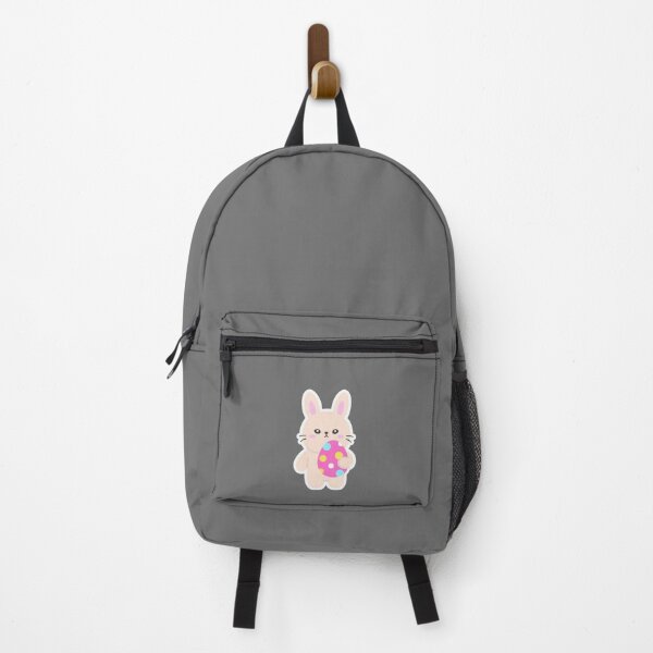 Item preview, Standing Bunny Holding Pink Polka Dot Easter Egg – Adorable Kawaii Spring Sticker designed and sold by BubiStudio.