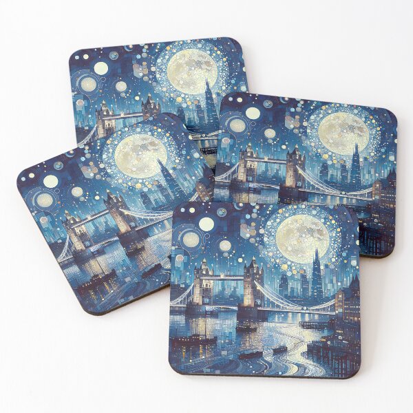 Item preview, London Midnight Blue – A Magical Night Over the Thames﻿ designed and sold by Stoneflower-Art.