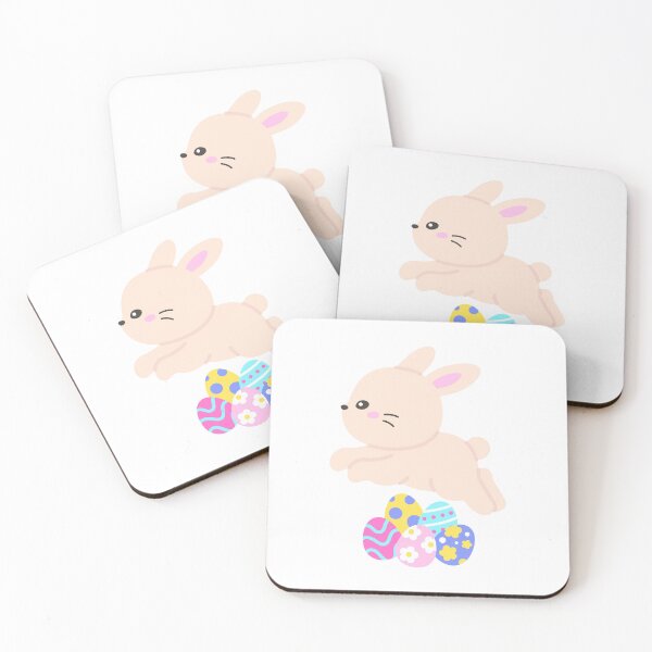 Item preview, Leaping Bunny Over Colorful Easter Eggs – Playful Kawaii Spring Sticker designed and sold by BubiStudio.