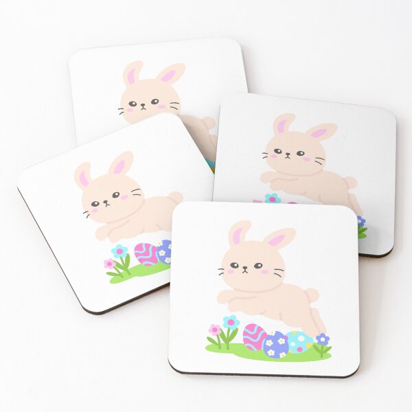 Item preview, Running Bunny with Easter Eggs and Spring Flowers – Joyful Garden Kawaii Sticker designed and sold by BubiStudio.