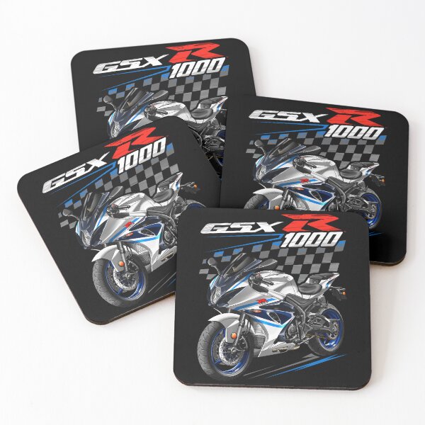 Artikelvorschau, Suzuki GSXR1000 2023 (Perlglanzweiß & Metallic Matt Stellar Blue) für Motorradfahrer entworfen und verkauft von MotoApparelHub.