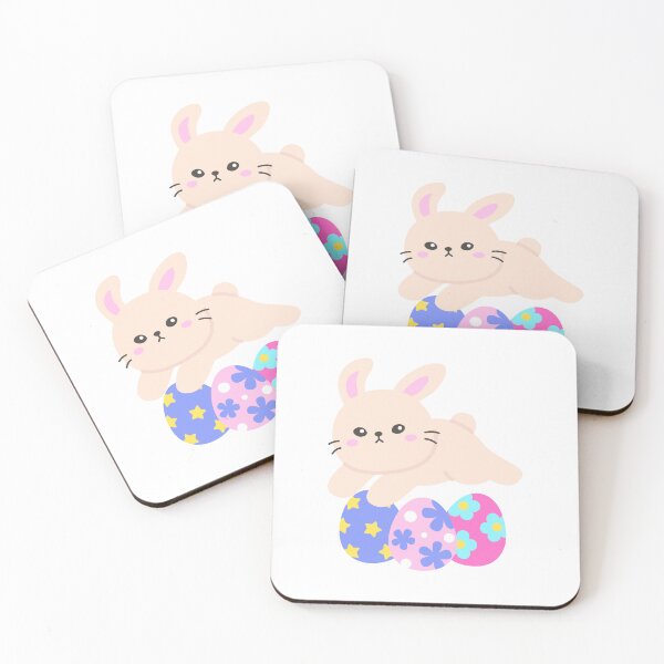 Item preview, Flying Bunny over Floral Easter Eggs – Whimsical Springtime Kawaii Sticker designed and sold by BubiStudio.