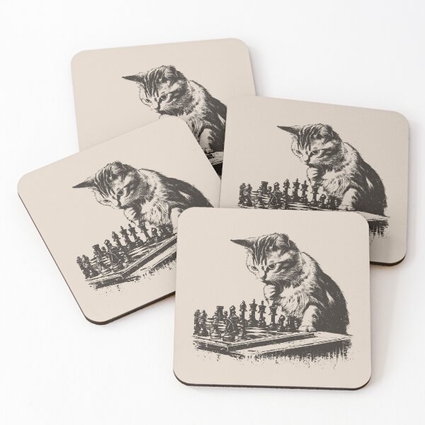 Item preview, Cat Playing Chess designed and sold by wowwowmeow.