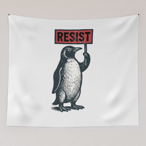 Item preview, Funny Resist Penguin Activism Cool Graphic Design Vintage designed and sold by ZANNIX.