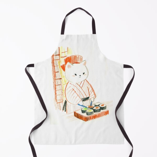 Item preview, Meet Chef Meowtoro, the fearless feline sushi master! Dressed in traditional chef garb with a bold red sash and confidently wielding his knife designed and sold by helga-wigandt.