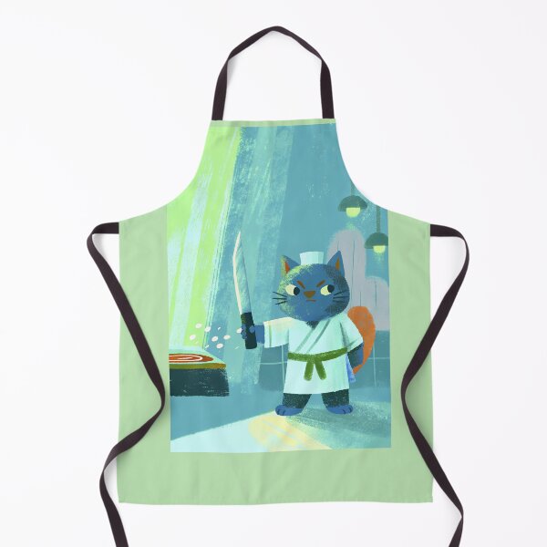 Item preview, Meet Chef Meowtoro, the fearless feline sushi master! Dressed in traditional chef garb with a bold red sash and confidently wielding his knife designed and sold by helga-wigandt.