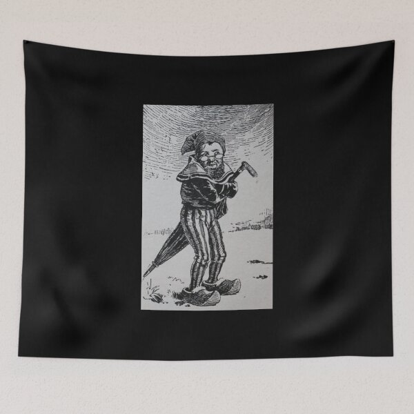 Item preview, Art by Mike Linocut dwarf with umbrella, weather dwarf designed and sold by allartbymike.