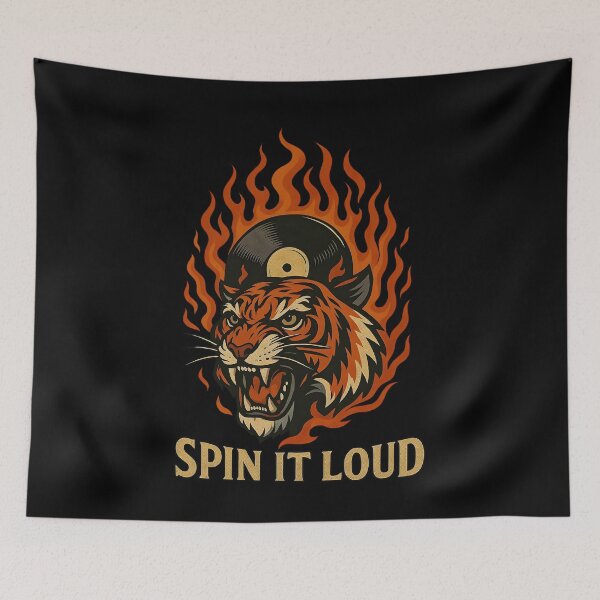Item preview, Music vive flaming vinyl tiger design. designed and sold by Shoot-The-Moon.