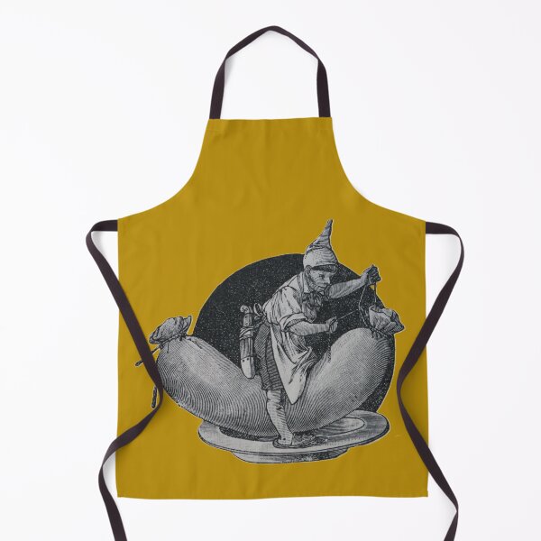 Item preview, Art by Mike Linocut Dwarf with sausage, butcher eating white sausage. Enjoyment designed and sold by allartbymike.