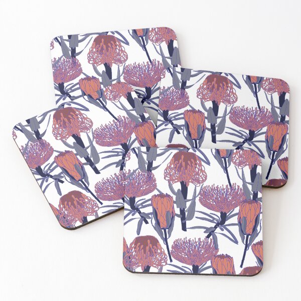 Item preview, Trendy abstract line blue Protea, Leucospermum flowers botanical garden seamless pattern. designed and sold by MatyKotiv.