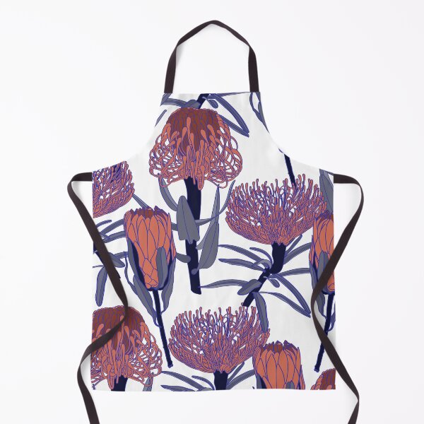 Item preview, Trendy abstract line blue Protea, Leucospermum flowers botanical garden seamless pattern. designed and sold by MatyKotiv.
