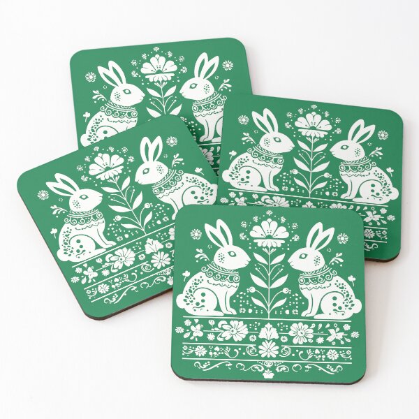 Item preview, Folk Art Easter Bunny T-Shirt Scandinavian Style Spring Rabbits & Floral Pattern designed and sold by Hype & Hue.