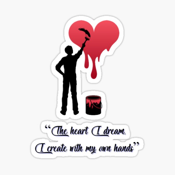 Item preview, Man Painting Red Heart with Uplifting Quote designed and sold by FS-arts.