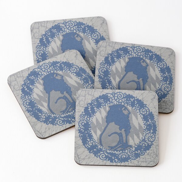 Item preview, Art by Mike colored linocut, Bavaria, Bavarian lion in oak leaf wreath designed and sold by allartbymike.