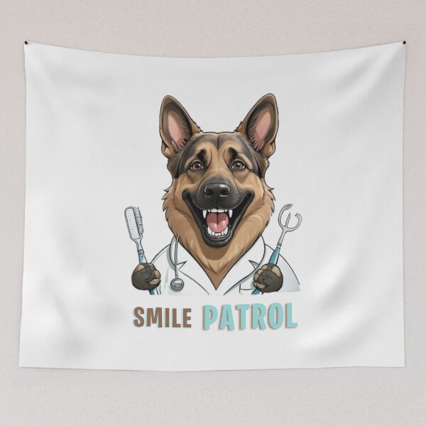 Item preview, Funny German Shepherd Dog Dentist Cartoon Design – Cute Pet and Owner Artwork – Dentist Gift – Humorous Pet Parent Gifts designed and sold by KoraTalks.