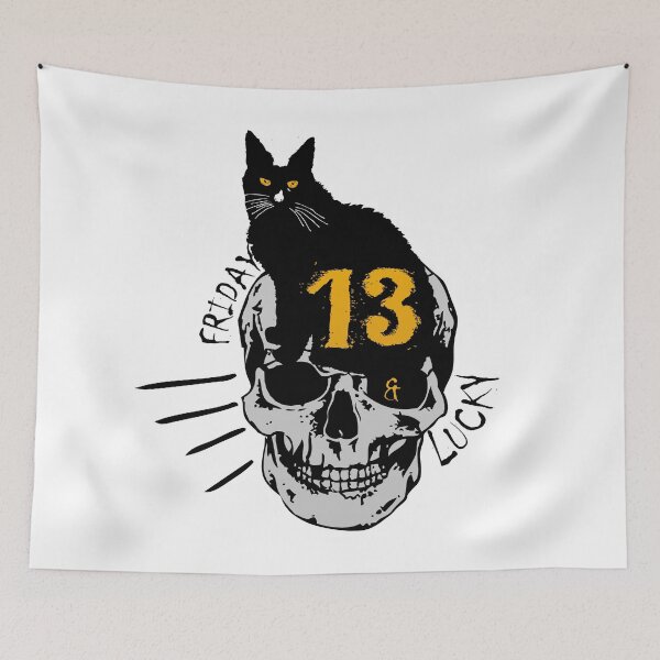 Item preview, skull black cat 13 lucky number designed and sold by Achille3777.