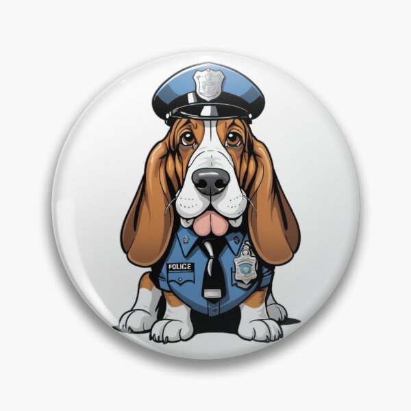 Item preview, Policeman Cartoon with Basset Hound Dog Design – Funny and Unique Dog and Owner Artwork - Policeman Gift - Pet Humor  designed and sold by KoraTalks.