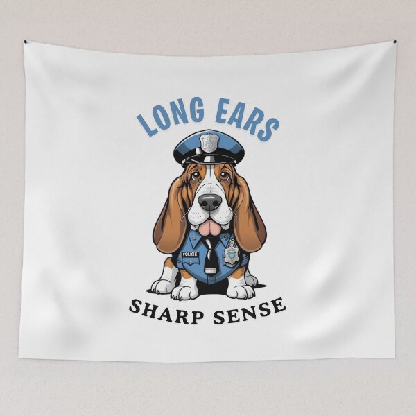 Item preview, Policeman Cartoon with Basset Hound Dog Design – Funny and Unique Dog and Owner Artwork - Policeman Gift - Pet Humor  designed and sold by KoraTalks.