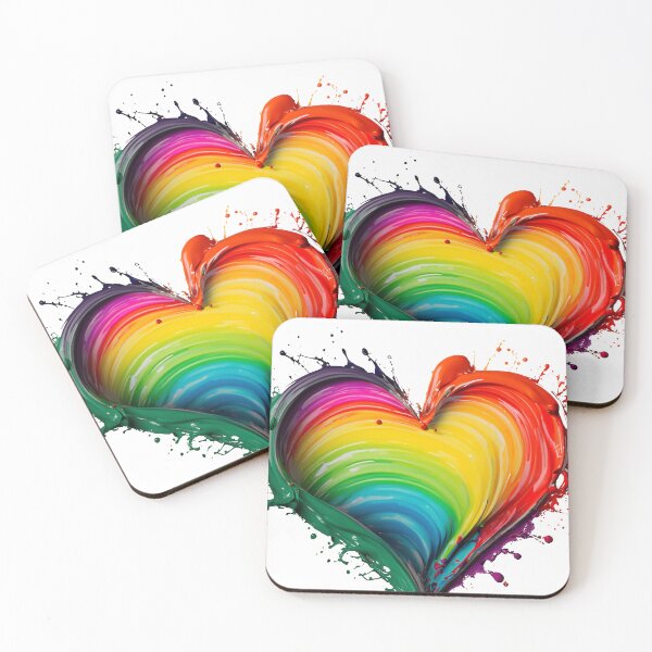 Item preview,  splash in heart shape from paint in rainbow colors on white background designed and sold by Por_photos.