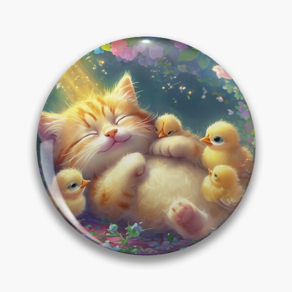 Item preview, Sleeping Kitten Among Chicks designed and sold by m-y-A-I-A-R-T-.