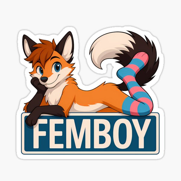 Cute Femboy Fox in Programming Socks Furry Sign Sticker