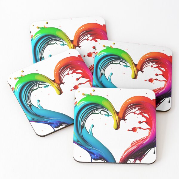 Item preview,  splash in heart shape from paint in rainbow colors on white background designed and sold by Por_photos.