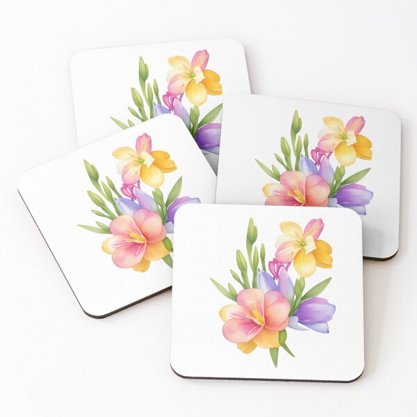 Item preview, Vibrant Watercolor Freesia Flower Bouquet designed and sold by CharmingGarden.