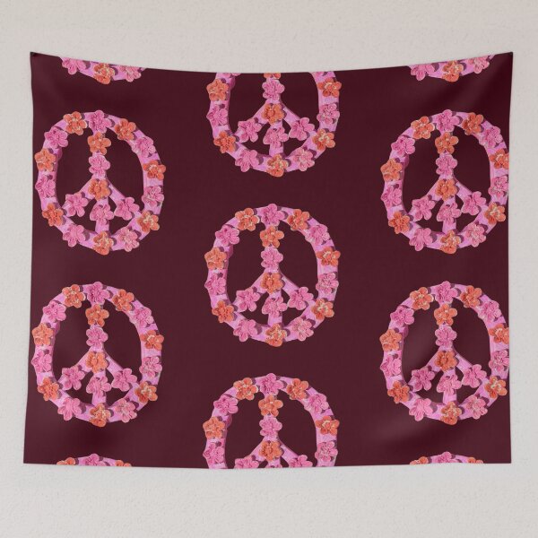 Item preview, Red & Pink Clay Peace Flower Art Piece  designed and sold by Artfullycuratedcreations.