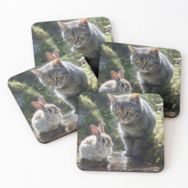 Item preview, Cat and Rabbit by the Stream designed and sold by m-y-A-I-A-R-T-.