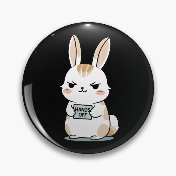 Item preview, an expressive pet holding a sign that says ‘hands  off!’ with a blend of assertiveness and softness designed and sold by All-Of-Art.