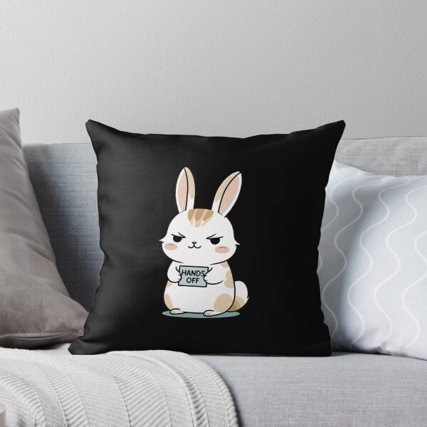 Item preview, an expressive pet holding a sign that says ‘hands  off!’ with a blend of assertiveness and softness designed and sold by All-Of-Art.