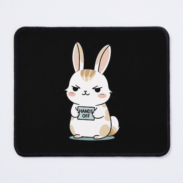 Item preview, an expressive pet holding a sign that says ‘hands off!’ with a blend of assertiveness and softness designed and sold by All-Of-Art.