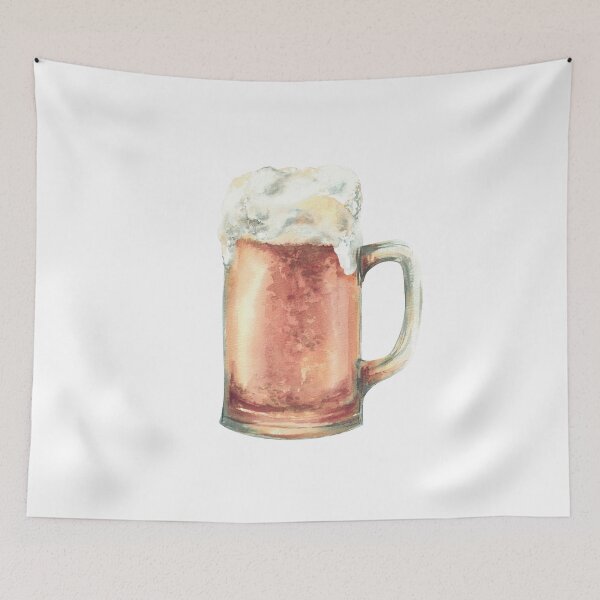 Item preview, Copy of Beer mug with light beer and foam. Masses or litre of beer Oktoberfest drink Watercolor illustration designed and sold by BartolArt.