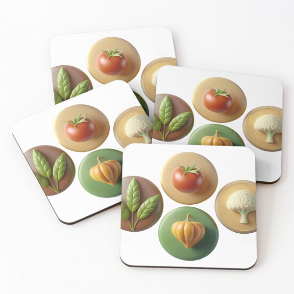 Item preview, 3D Rendered Icons of Tomato, Pumpkin, Leaves, and Cauliflower designed and sold by Creative88Art.