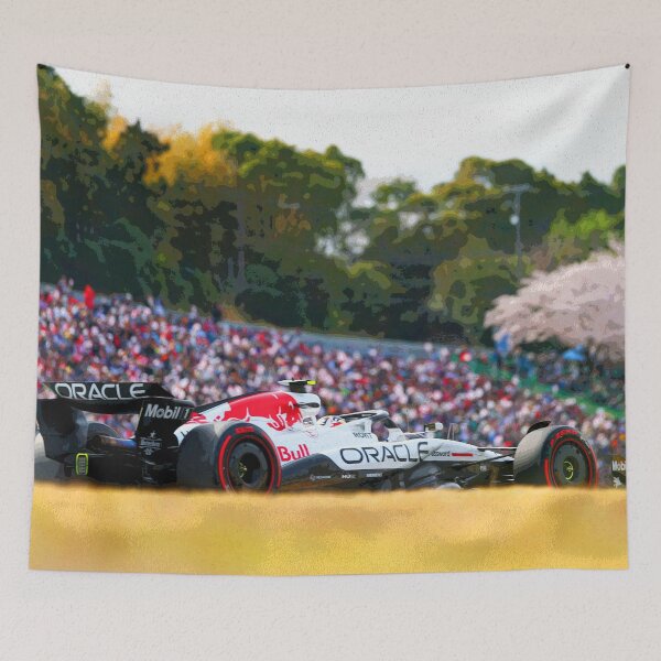 Item preview, Yuki Tsunoda racing his 2025 F1 car at Albert Park during the Japanese Grand Prix at Suzuka abstract designed and sold by Rodissimus1984.