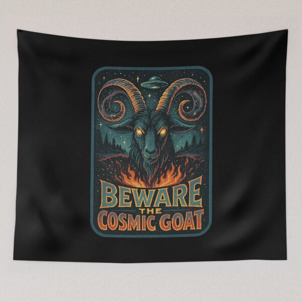 Item preview, Beware the Cosmic Goat – Intergalactic Baphomet Alert designed and sold by sekrecja.