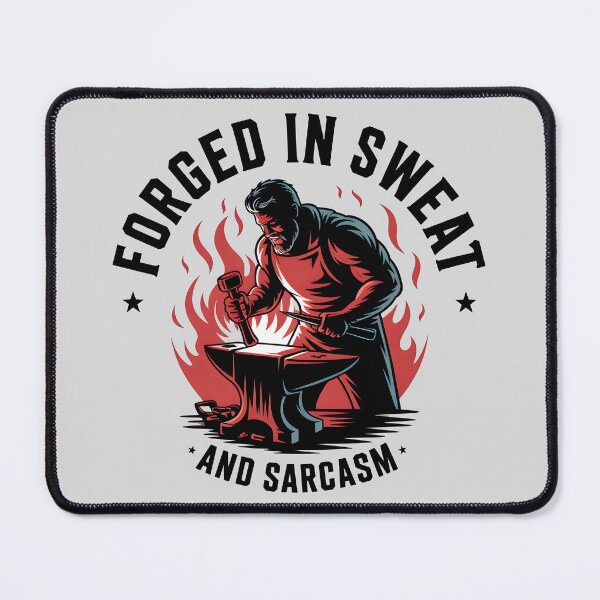 Item preview, Forged in Sweat and Sarcasm – Maker’s Motto designed and sold by Jollys-ArtShop.