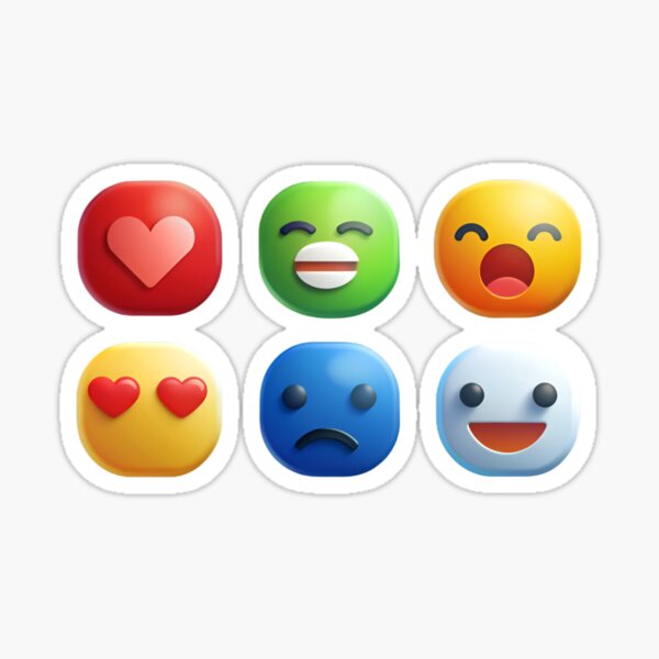 Item preview, Six Colorful 3D Emoji Icons Arranged on a Black Background designed and sold by Creative88Art.