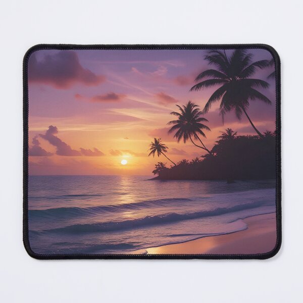 Item preview, Tropical Island Sunset Print – Serene Beach Scene with Palm Trees & Gentle Waves, Warm Golden to Twilight Hues, Peaceful Ocean Wall Art for Home Decor & Gifts designed and sold by naivnoia.