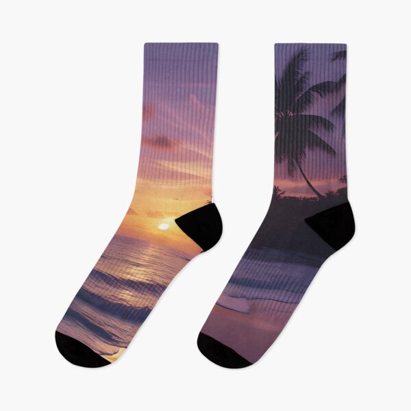 Item preview, Tropical Island Sunset Print – Serene Beach Scene with Palm Trees & Gentle Waves, Warm Golden to Twilight Hues, Peaceful Ocean Wall Art for Home Decor & Gifts designed and sold by naivnoia.