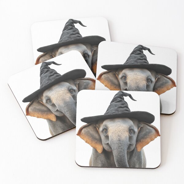 Item preview, Elephant Wearing Halloween Witch Hat designed and sold by LazyOwlStore.